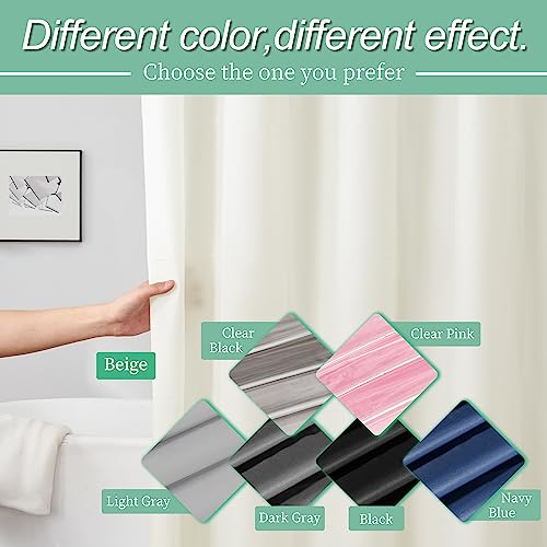 Image of Mrs Awesome Beige Shower Curtain Liner with 3 Magnets, 72x72 Premium Flexible Sturdy Plastic Shower Curtain for Bathroom Lightweight & Waterproof, Beige
