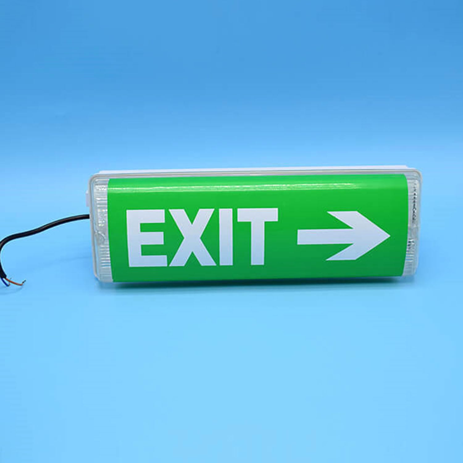 Señal de salida verde, luz LED de salida de emergencia con batería de respaldo, luz de salida de seguridad de salida de incendios con iluminación de doble cara, adecuada para hospitales, hoteles