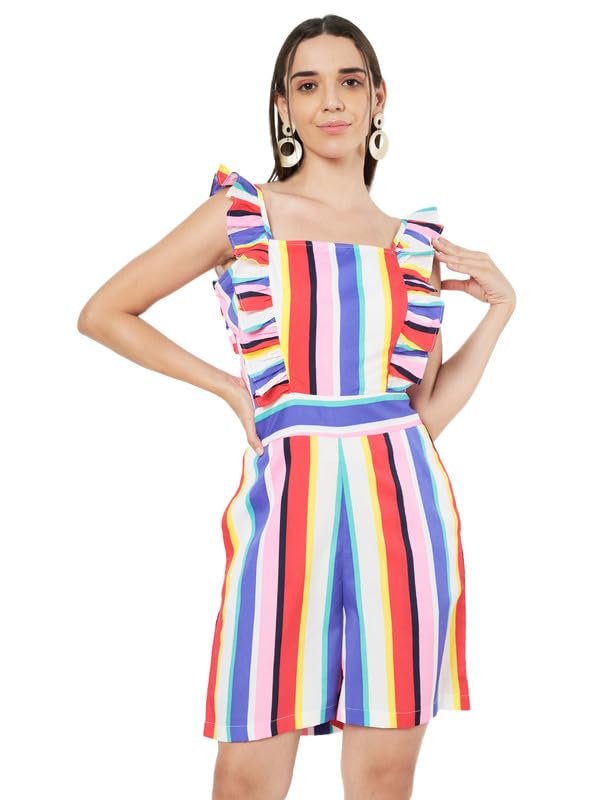 Printed Basic Half Jumpsuit with Ruffles-image-0
