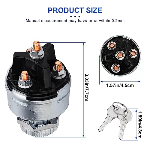 Ignition Key Switch,4-Position Universal Starter Key Ignition Switch 12v fit for Car, Forklift, Truck, Tractor, Trailer, Caterpillar, Agricultural,Construction Vehicles,Acc/Off/IGN/(Start)