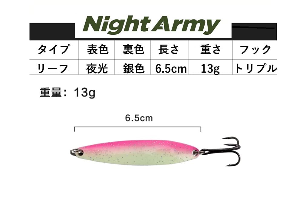 Amazon.co.jp: ナイトアーミー 釣具 13g スプーン 5色入 ルアーセット