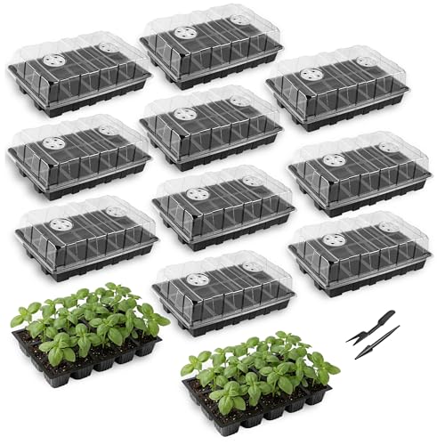 Mr. Pen- Seed Starter Tray Kits, 10 Set, Total 150 Cells, Durable Plant Germination Trays with Humidity Vented Domes and Bases, Ideal for Seed Starting, Indoor Gardening and Greenhouse
