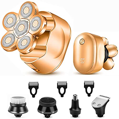 Suttik Bald Head Shaver for Men, Upgrade 6 in 1 Electric Razor for Men, Wet&Dry Six Head Shaver, Waterproof Cordless Rechargeable Electric Razors Grooming Kit