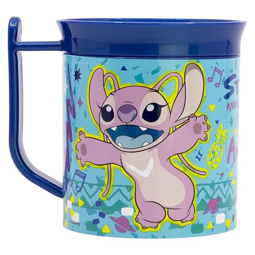 Taza infantil de plástico reutilizable para microondas de 400 ml de Stitch