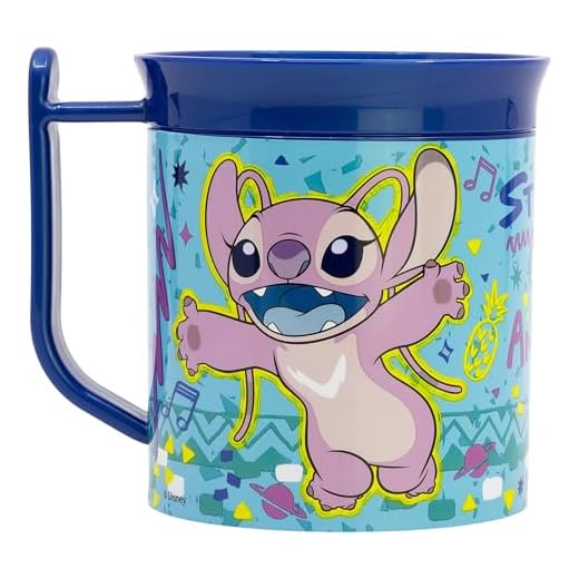 Taza infantil de plástico reutilizable para microondas de 400 ml de Stitch