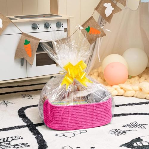 Image of GUDDE Cotton Rope Woven Storage Basket for Toys, Laundry & Blankets | Nursery Organizer Bin | Dog Toy Basket | Decorative Gift Hamper | Jute Style Home Storage (Red)