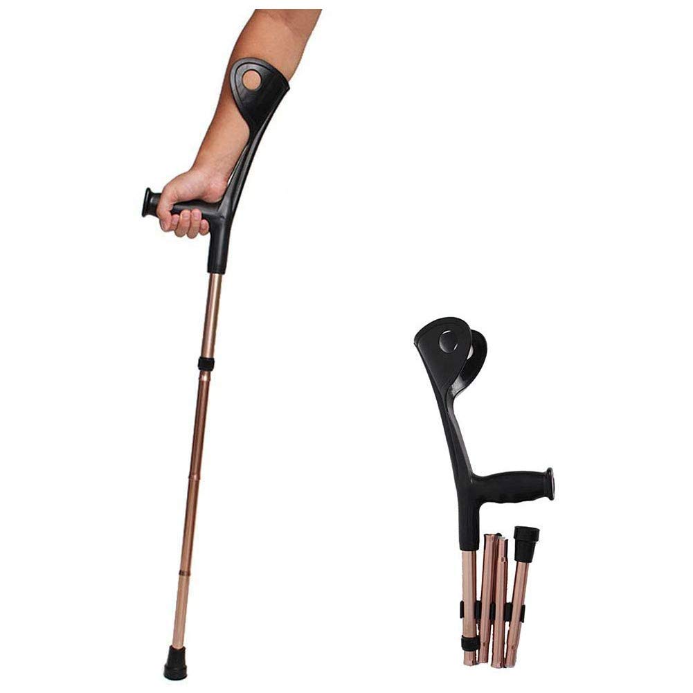 BJH Muleta Codo Plegable, Aleación De Aluminio, Bastón para Caminar Antebrazo Muleta Codo Muletas Plegable Ultraligero Asistencia De Aluminio Altura Ajustable con Mango Cómodo Interesting
