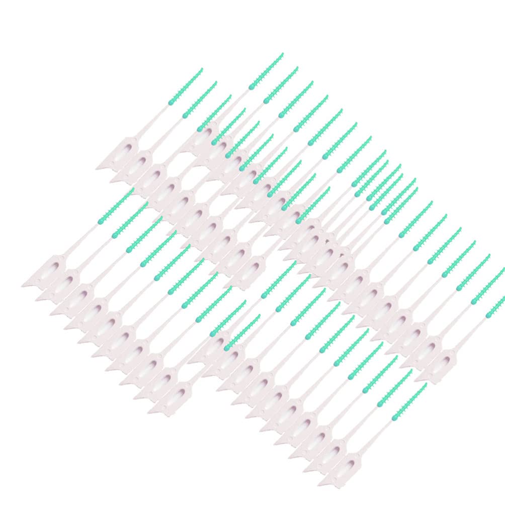 DOITOOL Cleaning Tools 160Pcs Interdental Brushes for Brace Portable Double- Headed Single Use Soft Silicone Floss Picks Toothpicks for Teeth (Light Green) Cleaning Brushes
