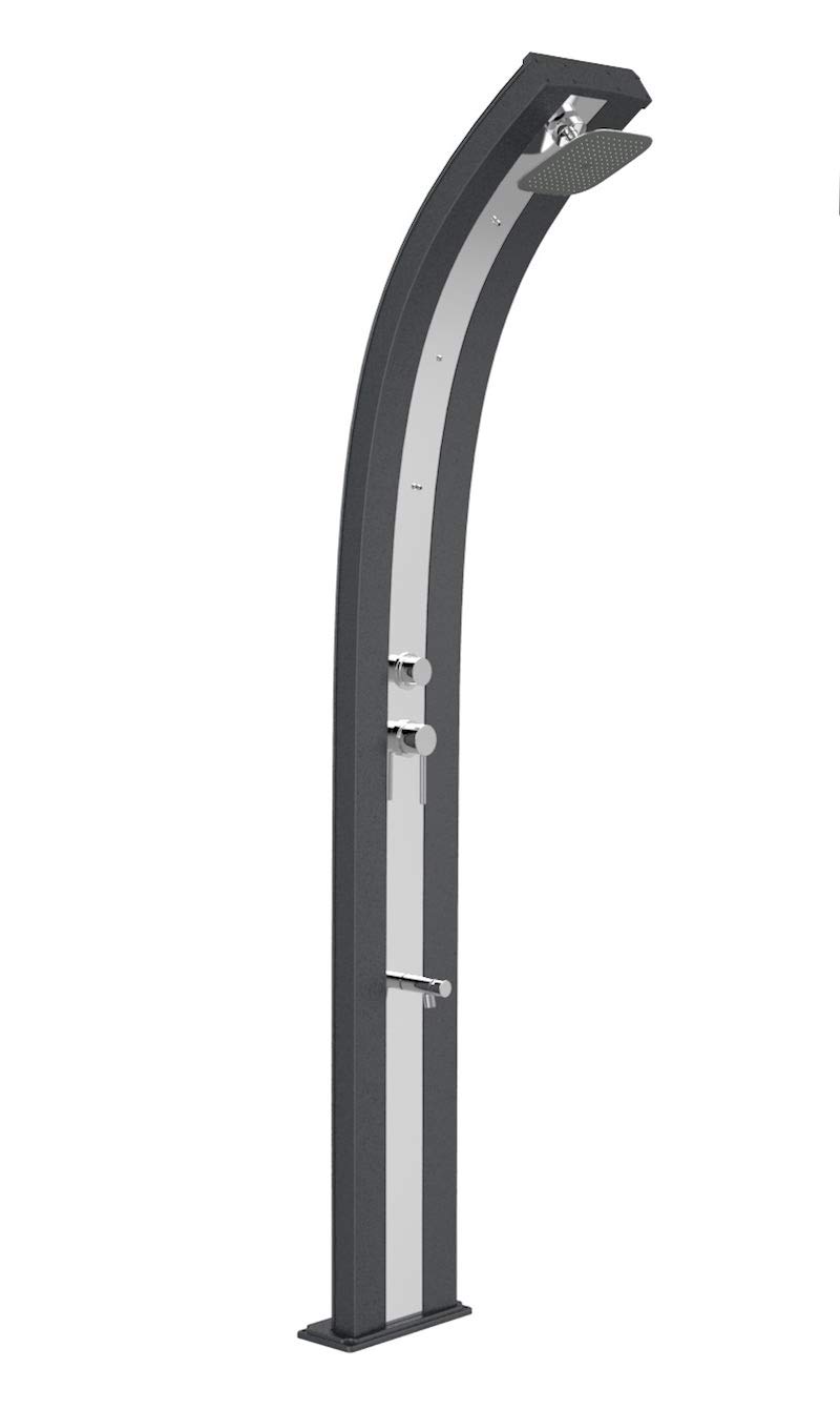 Doccia Solare da Giardino 40L Miscelatore Nebulizzatore e Lavapiedi Arkema Dada Grigio Antracite Inox