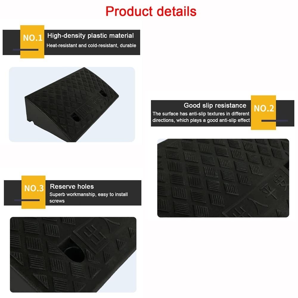 ZJIEX Rampa di Soglia in Gomma, Rampa per Marciapiede da Altezza 3-19cm, Rampa per Sedia A Rotelle, Rampa di Carico per Impieghi Gravosi, ​Auto, Scooter, Bici (Color : Black, Size : 50x50x19cm)