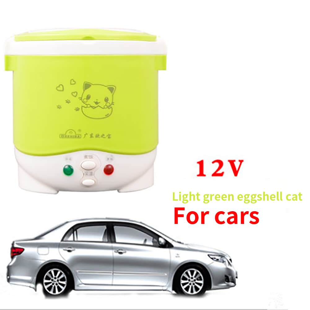 Mini olla arrocera, olla arrocera montada en vehículo de 12 V, función de aislamiento térmico y protección, vaporizador portátil de 1 litro, olla hirviendo, mango portátil, cocina hervida al aire 2