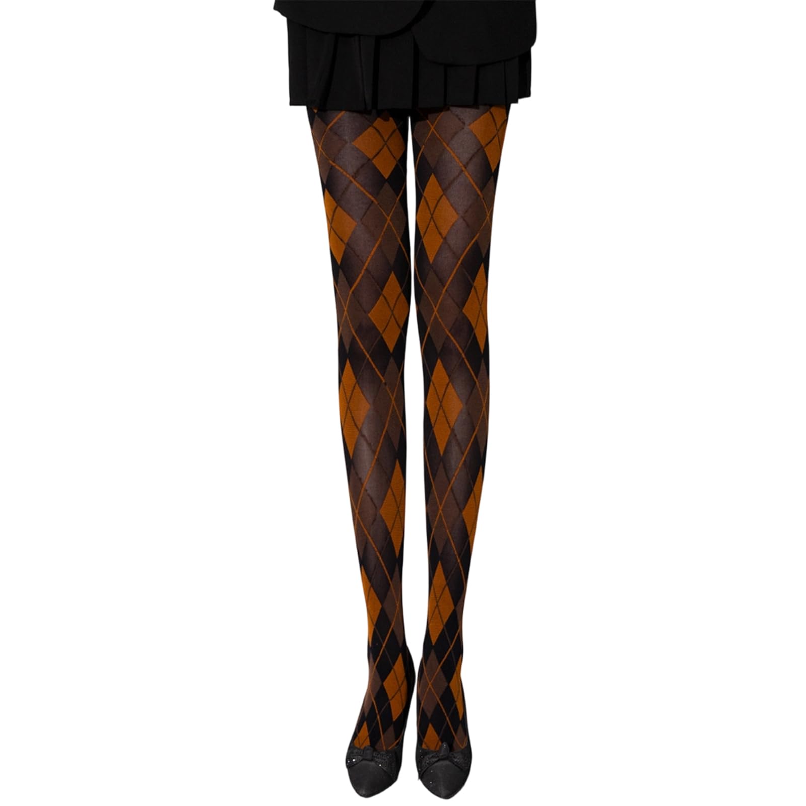 LGINZEHN Argyle Plaids Pattern Hosiery Breathable Nylon Fabric Opaque Tights with High Waist Comfort Women's Essential Stockings Nylon Blend Pantyhose