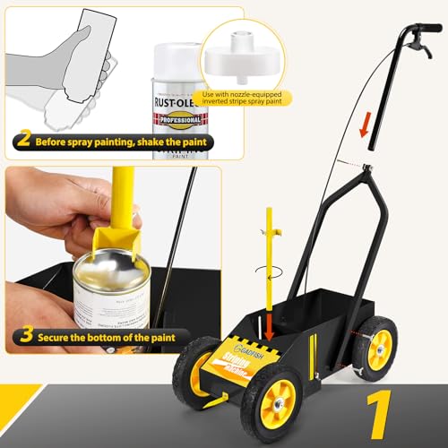 GADFISH Heavy Duty Striping Line Marking Machine, Compatible with Inverted Marking Spray Paint, Parking Lot Striping Machine for Fast and Accurate Marking, Line Striper - Black