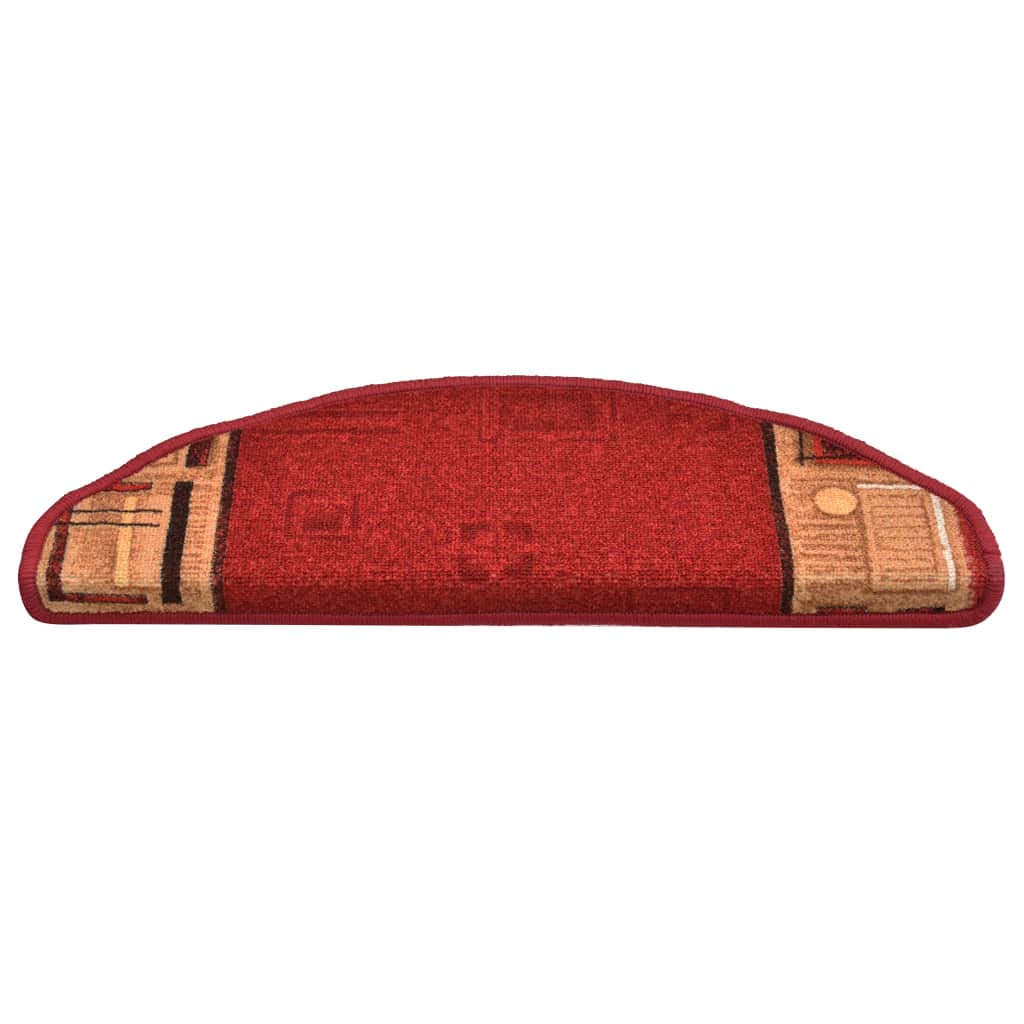 vidaXL Stufenmatten 5 STK., Treppenmatten mit Klebebändern, Treppenteppich Selbstklebend, Treppenstufenmatte Treppenschutz, 65x21x4cm Rot