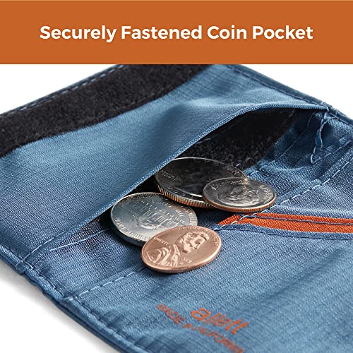Image of Allett Trifold Wallet, Indigo Blue | Nylon, RFID Blocking | Slim, Minimalist, Water Resistant, Thin, Front Pocket | Holds 2-12 Cards, Flat Bills, Receipts & Coins | For Men & Women