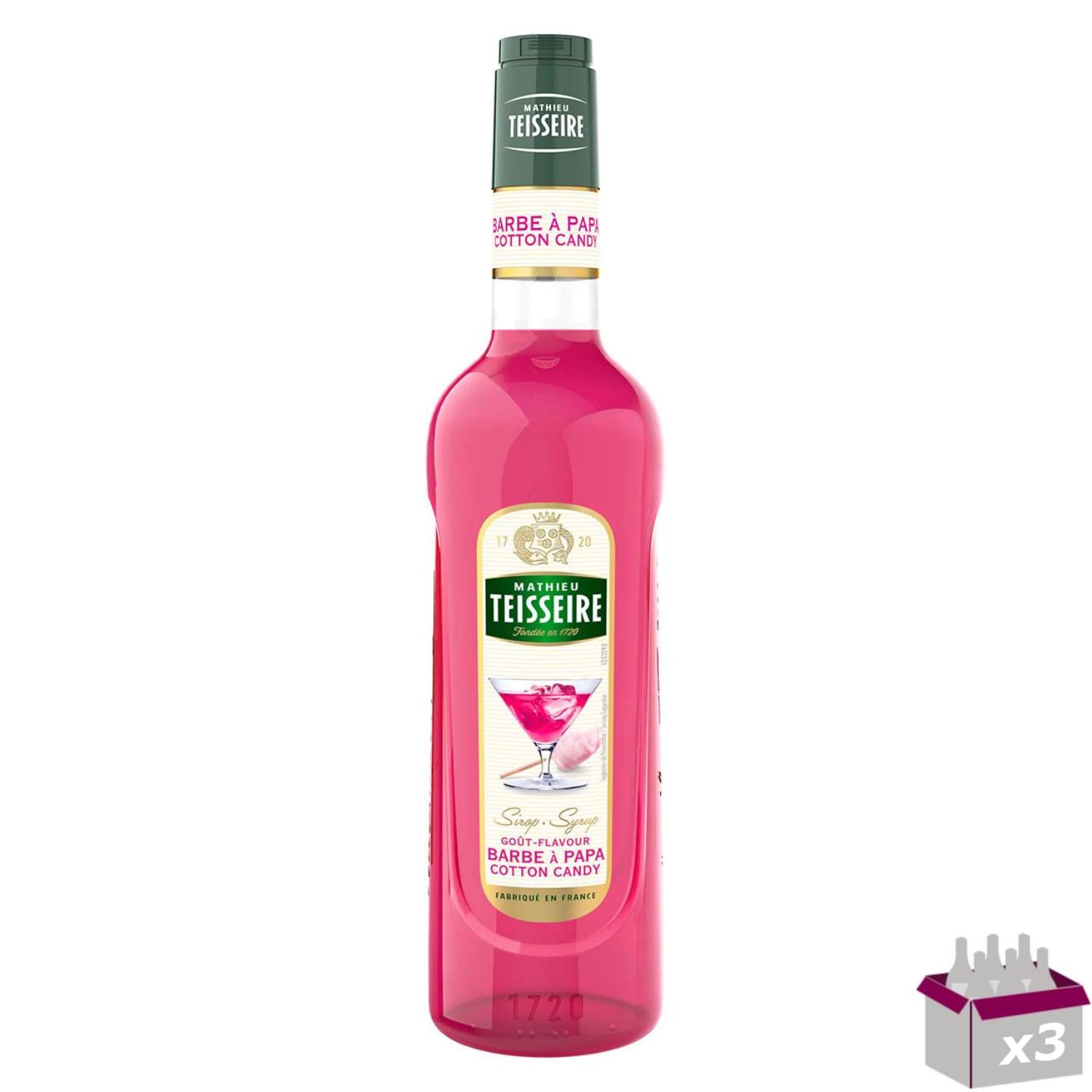 Lot de 3 - TEISSEIRE - Sirop Barbe à papa - 70cL