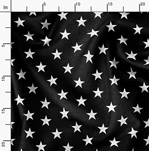 Image of Soimoi Black Poly Georgette Fabric Stars Star Print Fabric by Meter 52 Inch Wide
