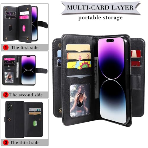 Étui compatible avec iPhone 15 Pro Max portefeuille cuir violet