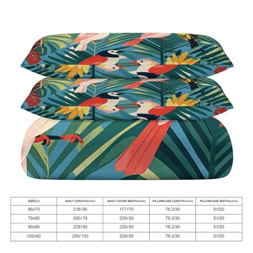 Couvre-lit et taie d'oreiller oiseaux tropicaux parure de lit
