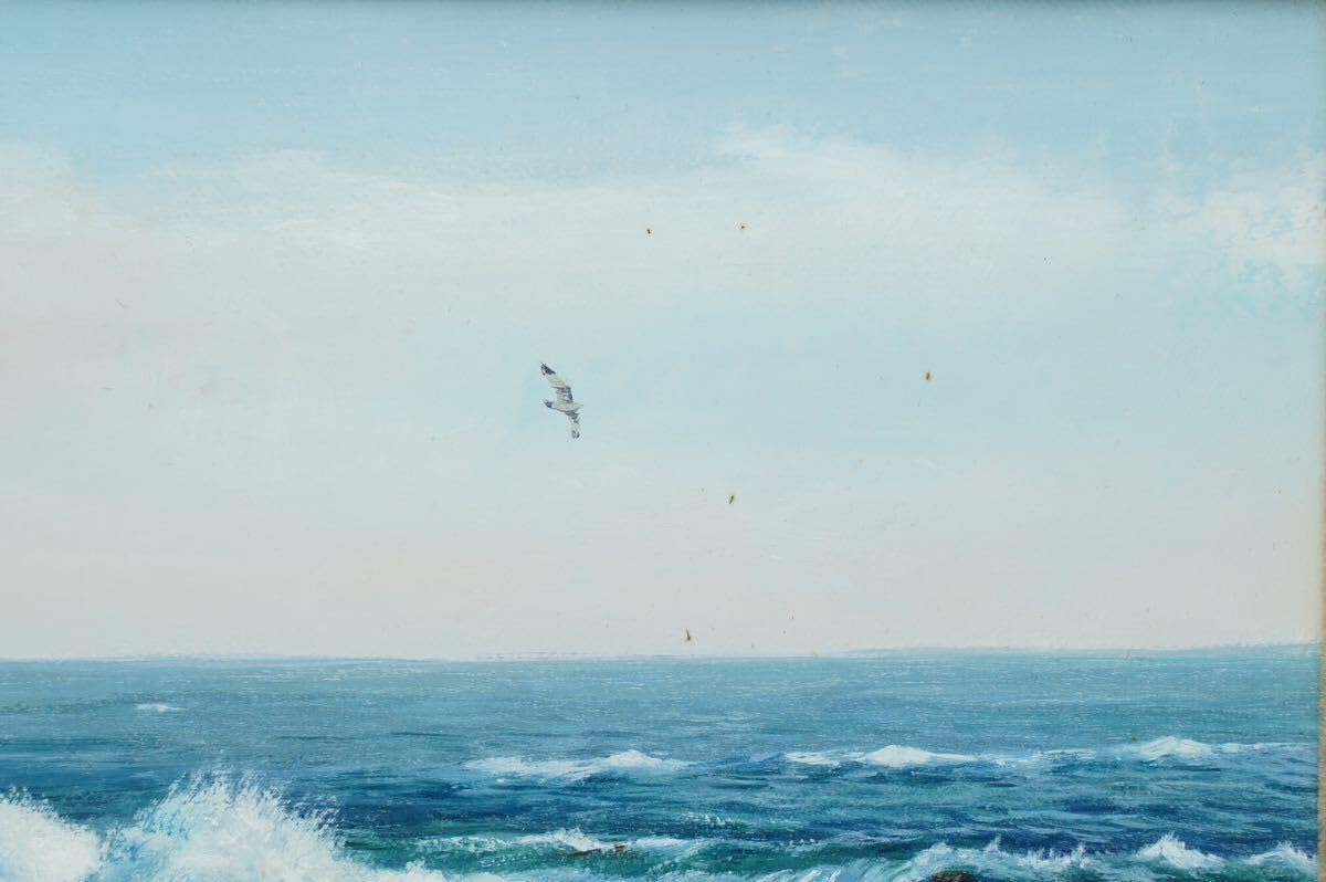 Amazon.co.jp: 真作保証 矢部明「房総の海」油絵4号(33cmx24cm