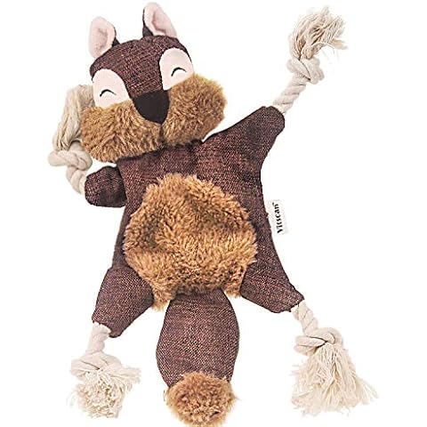 Vitscan Durable Dog Toys for Aggressive Chewer Squeak Indestructible Dog Toys Tough Dog Squeaky Toys No Stuffing Crinkle Dog Toy Rope Knots Puppy Chew Toys Sturdy Squirrel Dog Toy Cover