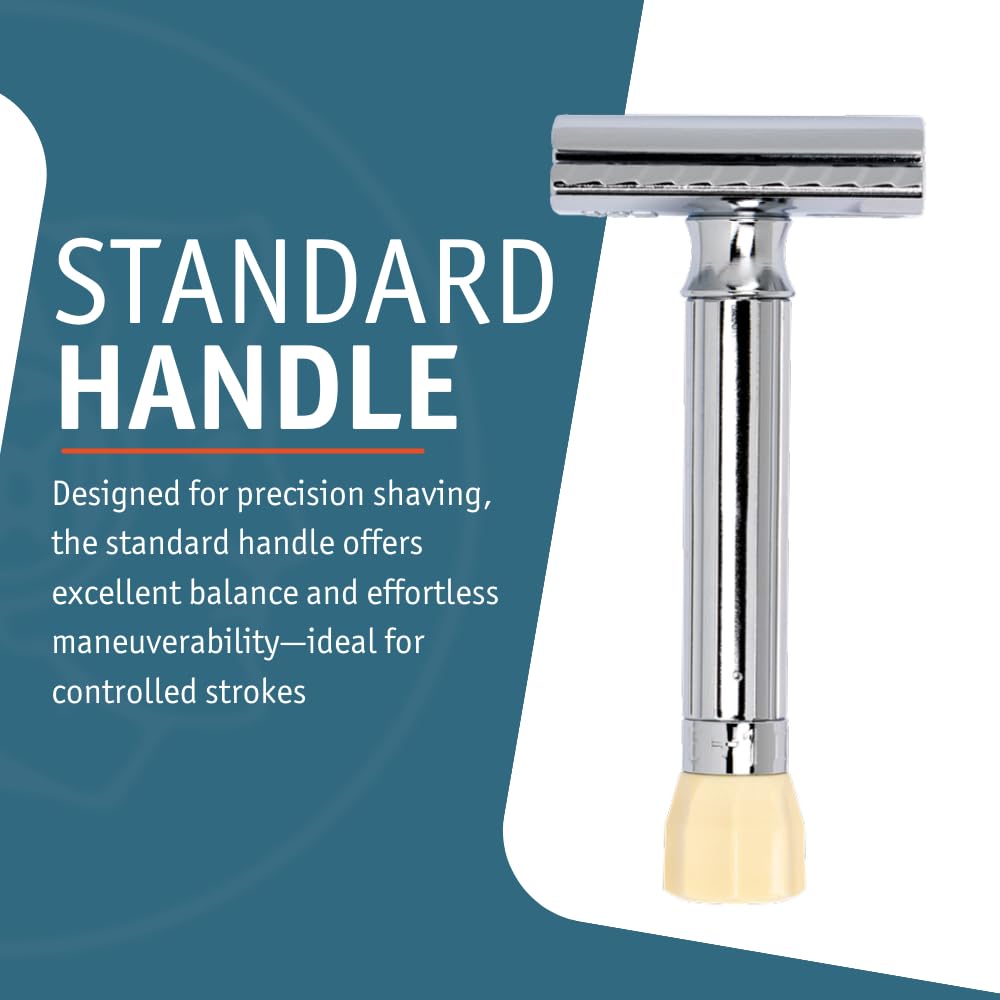 MERKUR Progress 500 Adjustable Double Edge Safety Razor - Standard Handle Adjustable Razor With Dial Made in Germany Plastic-Free Closed Comb Straight Bar (500001 - Short Handle) 1