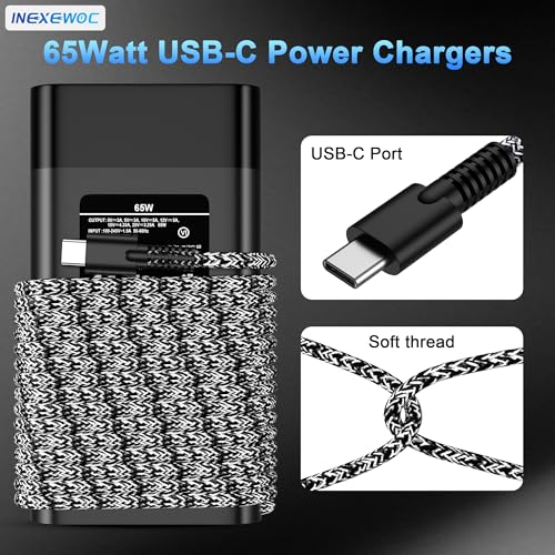 Image of Slim 65W USB C Charger Compatible with HP Chromebook,Elite x2,ProBook,Elitebook x360,Elitebook,Spectre X360,Spectre,Envy X360,Type C Fast Charging Power Cord Ac Adapter