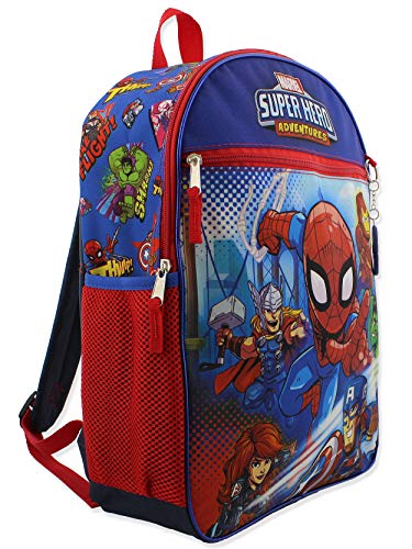 Super Hero Adventures Boys 5 Piece Backpack And Snack Bag School Set (One Size, Blue/Red) #TOP1
