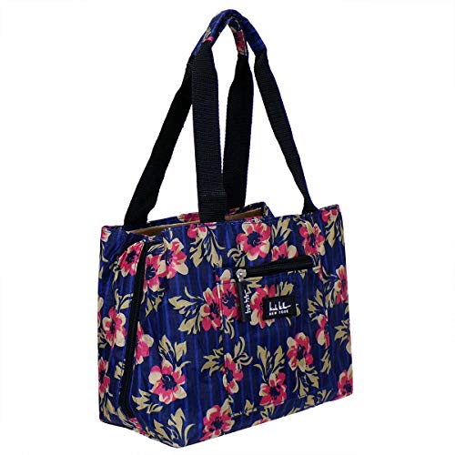 Nicole Miller of New York Insulated Lunch Cooler 11" Lunch Tote (Flower Navy)