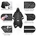PTEROMY Hooded Rain Poncho for Adult with Pocket, Waterproof Lightweight Unisex Raincoat for Hiking Camping Emergency (Black w/Reflective Stripe)