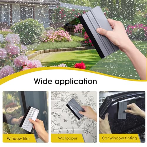 Image of HIDBEA Window Felt Squeegee Tool, Vinyl Scraper for Window Privacy Film, Wallpaper and Car Glass, Tint Squeegee Installation Tool Protection Scratches Film Soothing, 5.9 * 3.1 Inch, Grey