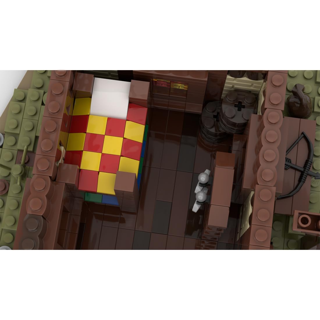 MOC Klemmbausteine Mittelalterliche Höhle Modul eines großen Dorfes Thema Modell, 1404 Teile Mittelalterliches Dorf Gebäude Set, MOC-112418