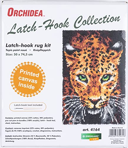 Orchidea - Latch Hook Rug Kit - Leopard - Printed Canvas - 4.5 Count - for Adults - 4164, Green, 20 inches x 30 inches - Image 3
