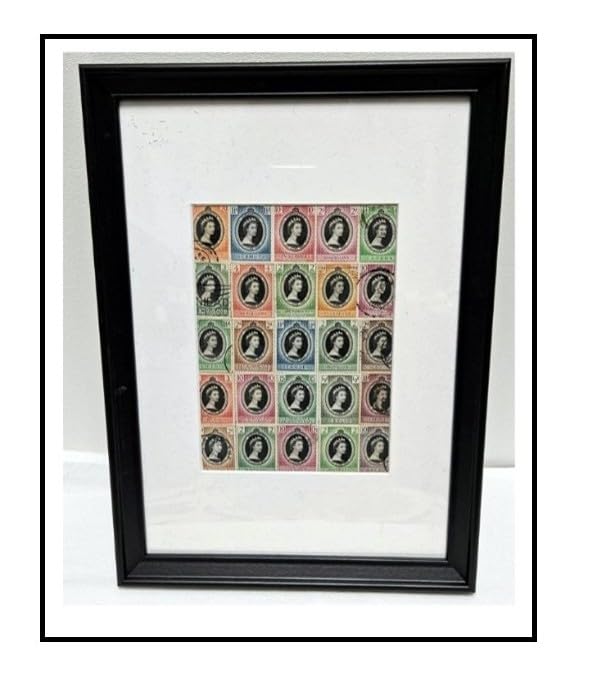 Lámina exclusiva A2 con collage de sellos de la coronación de Isabel II de 1953