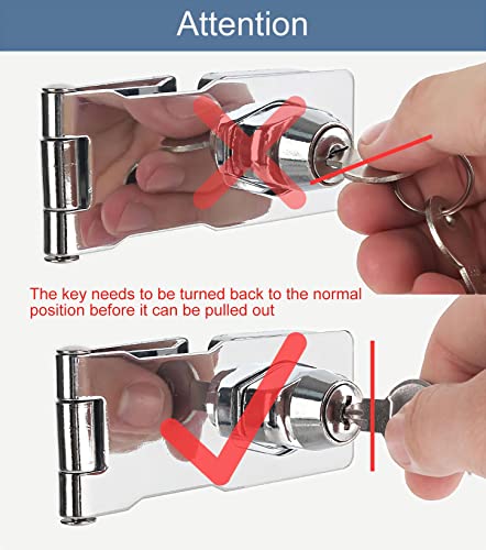 I-Easydww, Keyed Hasp Locks, Cabinet Locks, Twist Knob Keyed Locking Hasp For Cabinet Small Door, Zinc Alloy With Iron Chrome Plating, With Keys And Screws, Silver, 3 Inches #TOP4