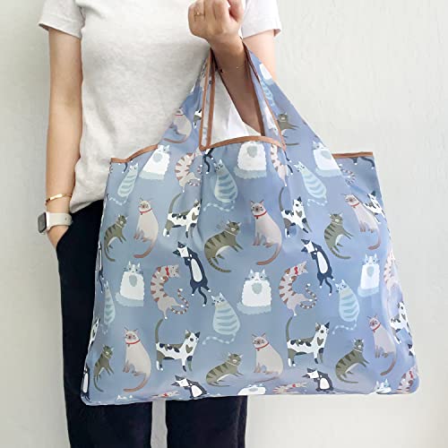 Allydrew Large Foldable Tote Nylon Reusable Grocery Bags, Cool Felines #TOP4