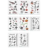 Lot de 8 tatouages autocollants Halloween Ghost Monster Citrouille Décoration pour garçons et filles