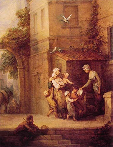 Peinture à l'huile Gainsborough La charité faite main par des professeurs