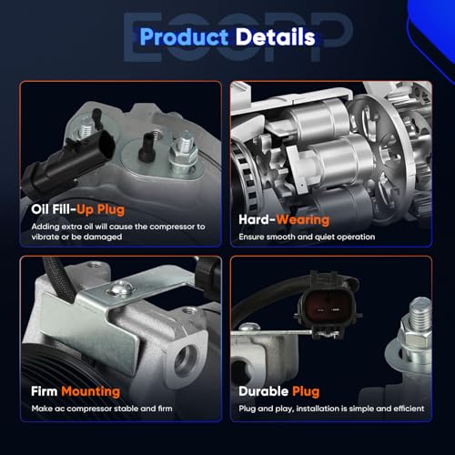 Image of ECCPP AC Compressor Fast Cooling Fit for Chrysler Town & Country for Dodge Grand Caravan 4.0L 2008-2010 Air Conditioning Compressor