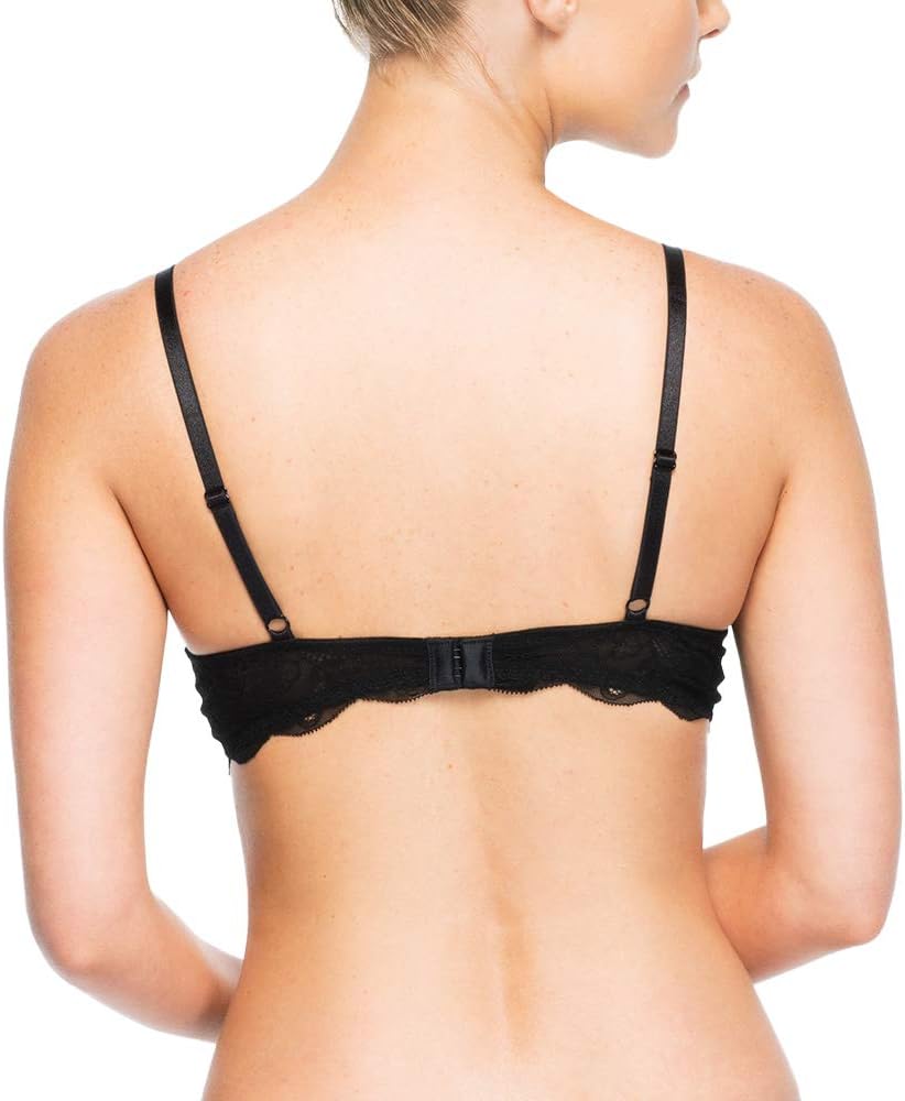 Womens Microfiber Lace Unlined Underwire Balconette Bra - Image 3