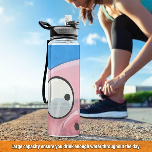 Bouteille d'eau rouge clair Tritan 946 ml avec motif cochon mignon