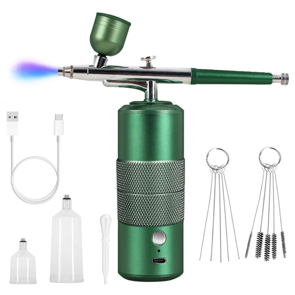 WANGCL Kit de aerógrafo portátil, Kit de aerógrafo inalámbrico de Mano de 30PSI, Mini Kit de aerógrafo Recargable de Doble acción para Pintar uñas Modelo