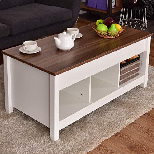 Casart Coffee Table with Hidden Storage Compartment, Display Shelves