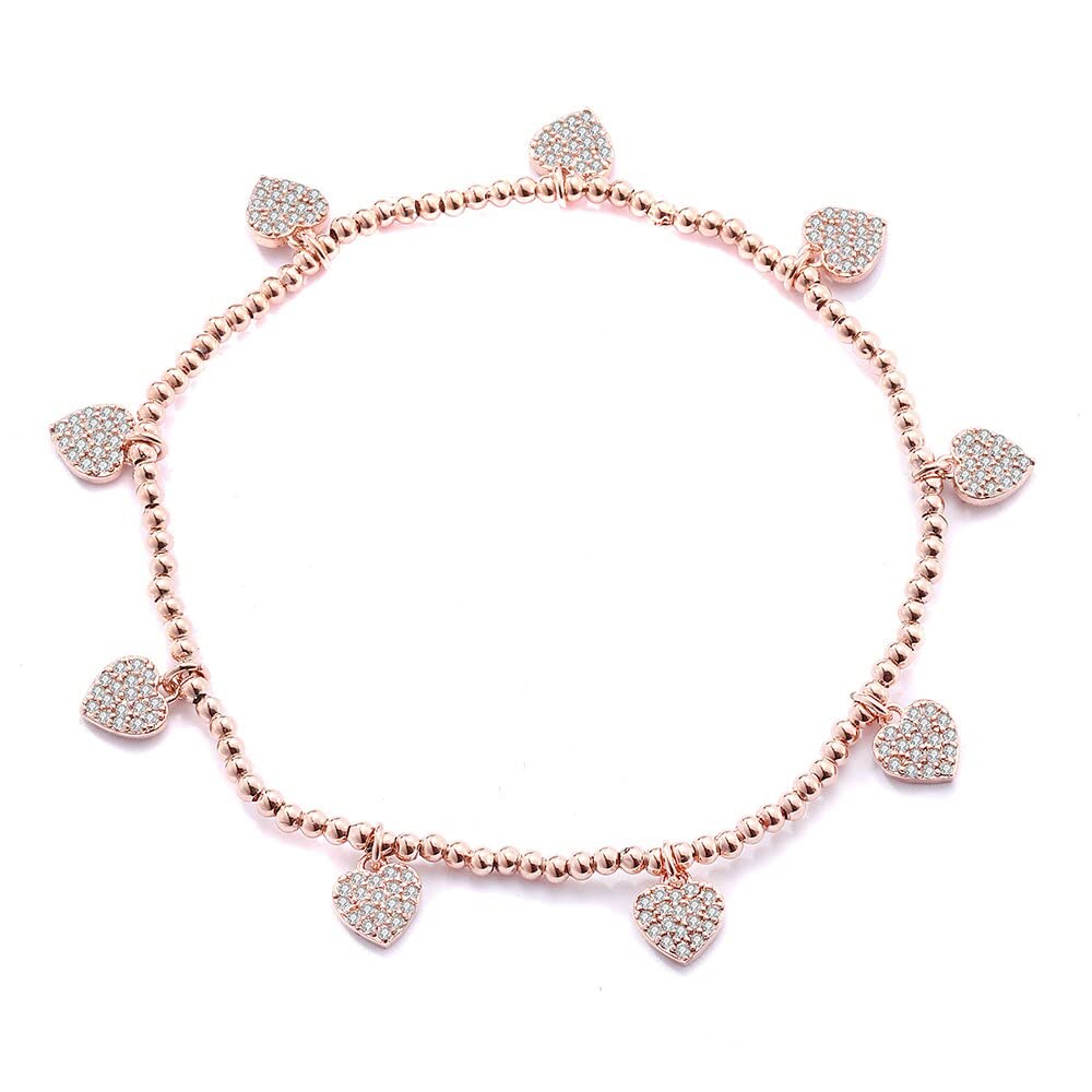 WZGWDC LuisFranklin Armband Damen Armbänder Mädchen Geschenk Schmuck CZ Herz elastische Perlen Kette Zirkon Schmuck Gold