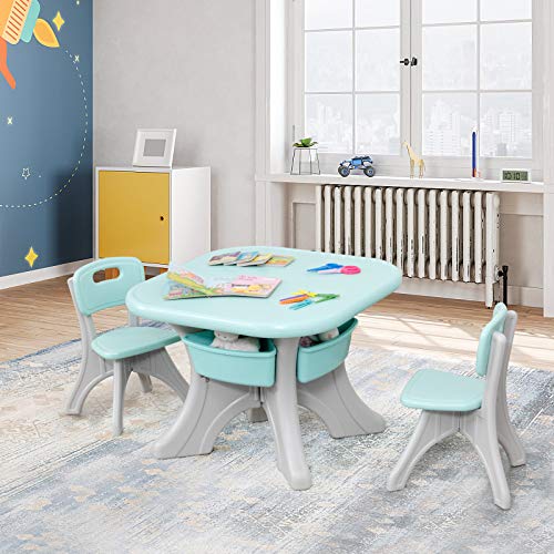 GOPLUS Set di Tavolo con 2 Sedie per Bambini con 4...