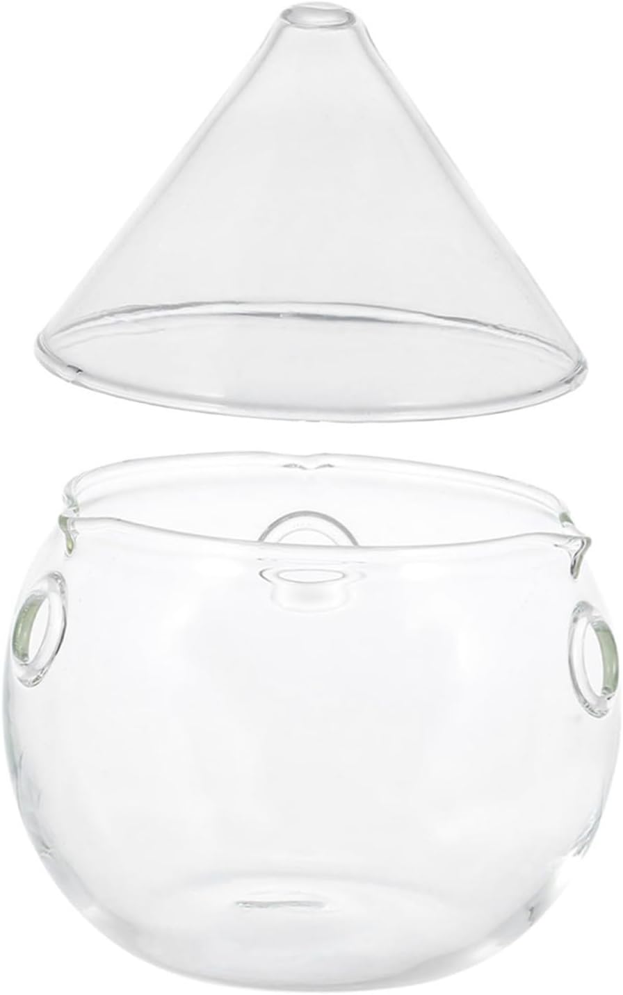 Glass Dry Ice Bowl with 3-hole Design 370ml Double-layer Glass Salad and Dessert Serving Bowl for Chilled Party and Molecular Cuisine