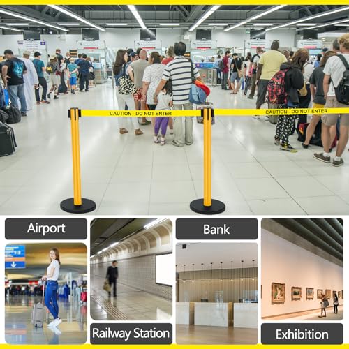Therwen GFA-THERWEN-2292 6 Pack Heavy Duty Crowd Control Stanchions 9.8 Ft Stainless Steel Stanchion Set With 6 Safety Barrier Post Retractable Belt And 1 Sign Holder Crowd Control Barrier thumb #4
