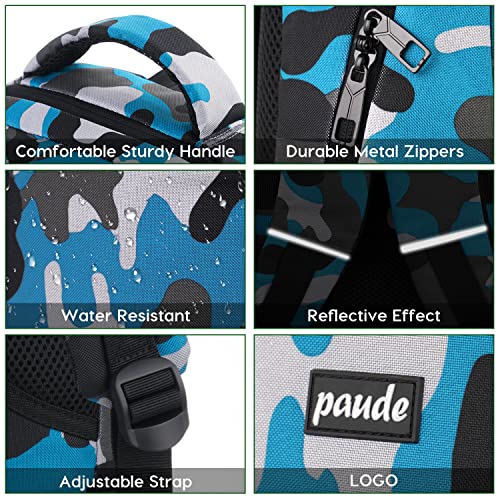 Image of Paude 17 inch Backpack for Men,College Backpack School Bookbag for Teens,Travel Laptop Bookbag with USB Port and Headphone Hole,Camouflage Blue