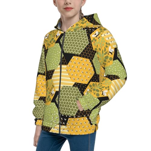 Bee honey Kid Hoodies Boys Zip Up Sweatshirts Girls Pullover with Pocket - Main Image