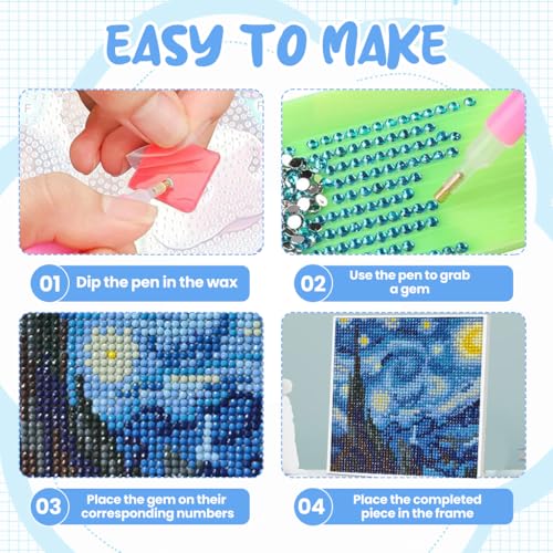 Image of PATPAT DIY Diamond Painting Art Kit for Kids 7 inches Aesthetic Starry | Night Diamond Painting Art with Frame DIY Diamond Painting Art Desk Decoration Craft Gift for Kids